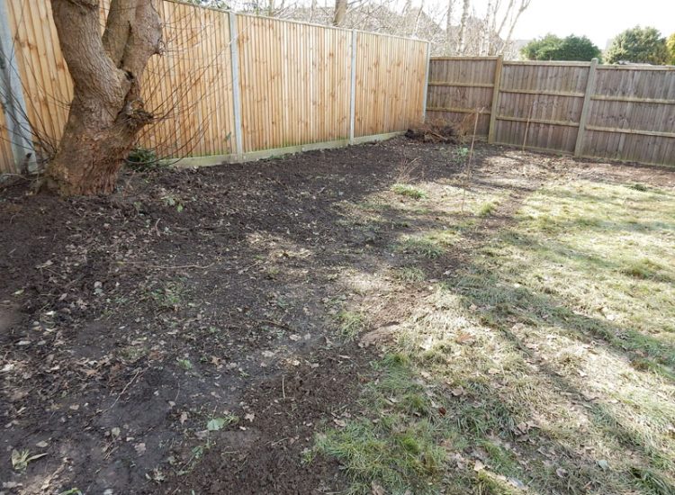 Garden and Lawn Drainage Liss, Hampshire, GU33 - A moderately sized rear garden backing onto and near a pond with its surround set higher than the rear garden.