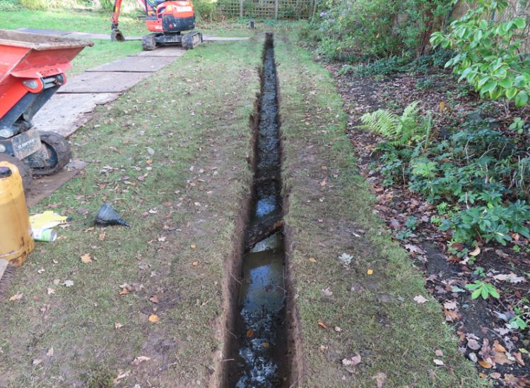 Garden and Lawn Drainage Wimbledon, London, SW19 - Increasing ingress from neighbouring higher ground at the top of this garden causing major issues over border and lawn areas through out the garden. Garden and Lawn Drainage Wimbledon, London, SW19 - Increasing ingress from neighbouring higher ground at the top of this garden causing major issues over border and lawn areas through out the garden.