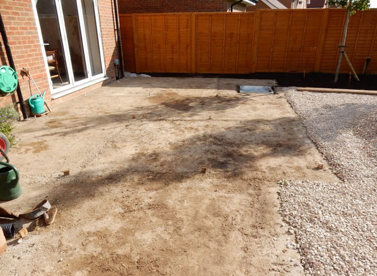 Garden Paving Bramley, Tadley, Hampshire, RG26 - Kota yellow limestone paving to form a terrace area and pathway. Garden Paving Bramley, Tadley, Hampshire, RG26 - Kota yellow limestone paving to form a terrace area and pathway.