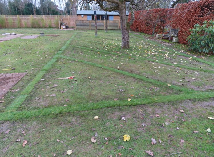 Lawn Drainage Guildford, Surrey, GU4 - Substatial lawn areas suffering from drainage issues caused by runoff and ingress from neighbouring open land and the clay based soil type. Lawn Drainage Guildford, Surrey, GU4 - Substatial lawn areas suffering from drainage issues caused by runoff and ingress from neighbouring open land and the clay based soil type.