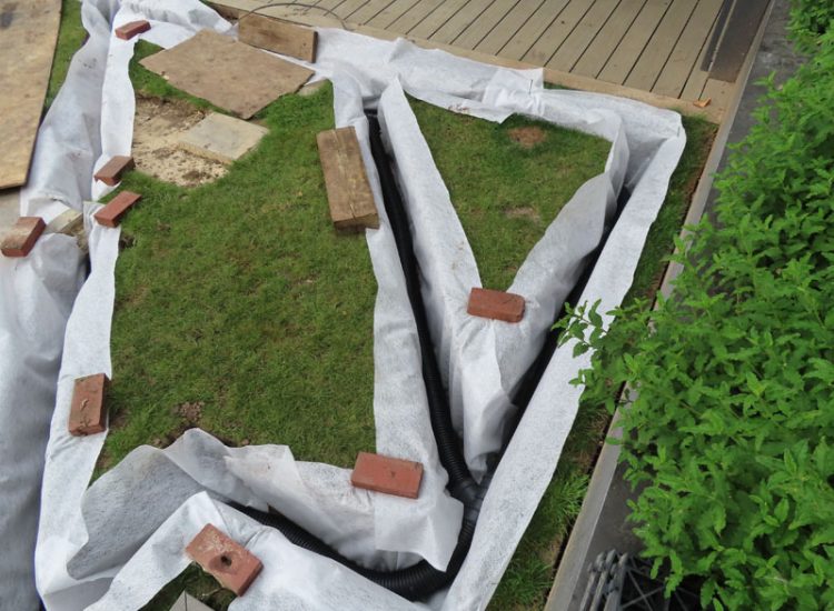 Lawn Drainage Hersham, Walton-on-Thames, Surrey, KT12 - A recently completed landscaped garden with drainage issues. Lawn Drainage Hersham, Walton-on-Thames, Surrey, KT12 - A recently completed landscaped garden with drainage issues.