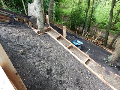 New Oak Sleeper Steps Farnham, Surrey, GU9 - Extensive oak sleeper steps incorporated through an embankment area. New Oak Sleeper Steps Farnham, Surrey, GU9 - Extensive oak sleeper steps incorporated through an embankment area.