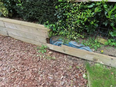 Timber Retaining Walling Claygate, Surrey, KT10 - Repair and replacement of sections of old, dilapidated timber walling. Timber Retaining Walling Claygate, Surrey, KT10 - Repair and replacement of sections of old, dilapidated timber walling.
