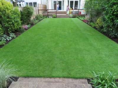 Turfing and Lawn Drainage Surbiton, Greater London, KT5 - A moderately sized urban town garden requiring a new lawn with lawn drainage to assist. Turfing and Lawn Drainage Surbiton, Greater London, KT5 - A moderately sized urban town garden requiring a new lawn with lawn drainage to assist.