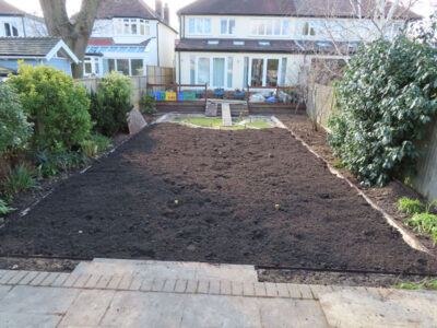 Turfing and Lawn Drainage Surbiton, Greater London, KT5 - A moderately sized urban town garden requiring a new lawn with lawn drainage to assist. Turfing and Lawn Drainage Surbiton, Greater London, KT5 - A moderately sized urban town garden requiring a new lawn with lawn drainage to assist.