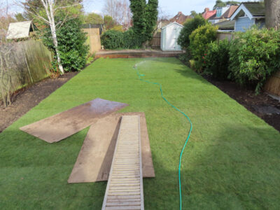 Turfing and Lawn Drainage Surbiton, Greater London, KT5 - A moderately sized urban town garden requiring a new lawn with lawn drainage to assist. Turfing and Lawn Drainage Surbiton, Greater London, KT5 - A moderately sized urban town garden requiring a new lawn with lawn drainage to assist.