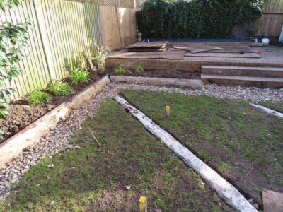 Turfing and Lawn Drainage Surbiton, Greater London, KT5 - A moderately sized urban town garden requiring a new lawn with lawn drainage to assist. Turfing and Lawn Drainage Surbiton, Greater London, KT5 - A moderately sized urban town garden requiring a new lawn with lawn drainage to assist.