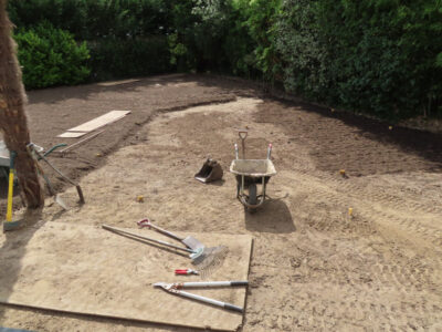 Turfing and Lawn Drainage Esher, Surrey KT10 - Turfing of a rear garden after a drainage installation. Turfing and Lawn Drainage Esher, Surrey KT10 - Turfing of a rear garden after a drainage installation.