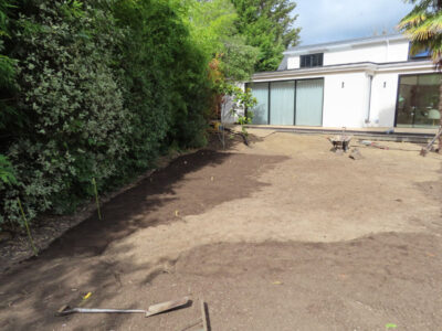 Turfing and Lawn Drainage Esher, Surrey KT10 - Turfing of a rear garden after a drainage installation. Turfing and Lawn Drainage Esher, Surrey KT10 - Turfing of a rear garden after a drainage installation.