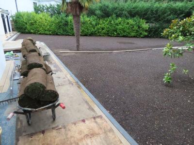 Turfing and Lawn Drainage Esher, Surrey KT10 - Turfing of a rear garden after a drainage installation. Turfing and Lawn Drainage Esher, Surrey KT10 - Turfing of a rear garden after a drainage installation.