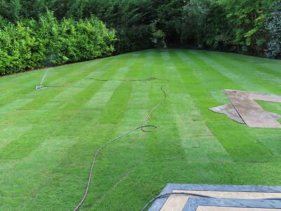 Turfing and Lawn Drainage Esher, Surrey KT10 - Turfing of a rear garden after a drainage installation. Turfing and Lawn Drainage Esher, Surrey KT10 - Turfing of a rear garden after a drainage installation.