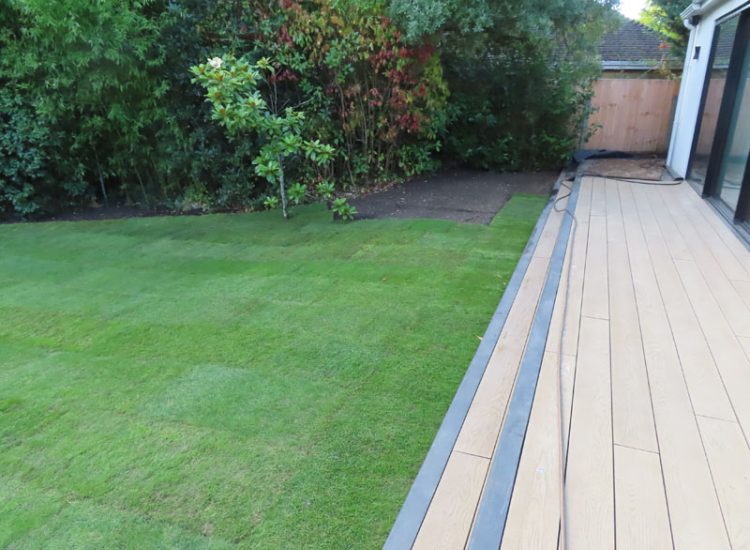 Turfing and Lawn Drainage Esher, Surrey KT10 - Turfing of a rear garden after a drainage installation. Turfing and Lawn Drainage Esher, Surrey KT10 - Turfing of a rear garden after a drainage installation.