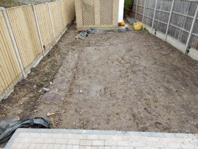 Turfing North Finchly, London, N12 - A small new lawn laid after lawn drainage including a drainge layer had been installed to assist with the drainage issues. Turfing North Finchly, London, N12 - A small new lawn laid after lawn drainage including a drainge layer had been installed to assist with the drainage issues.