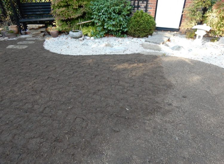 Turfing in Fleet, Hampshire, GU51 - A replacement lawn with new imported soil medium.
