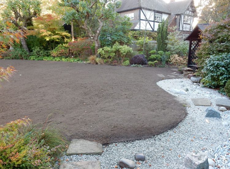 Turfing in Fleet, Hampshire, GU51 - A replacement lawn with new imported soil medium.