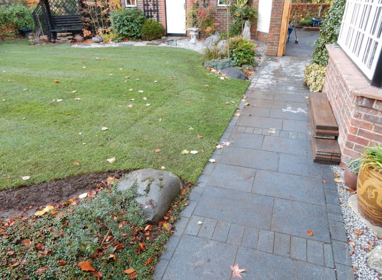Turfing in Fleet, Hampshire, GU51 - A replacement lawn with new imported soil medium.