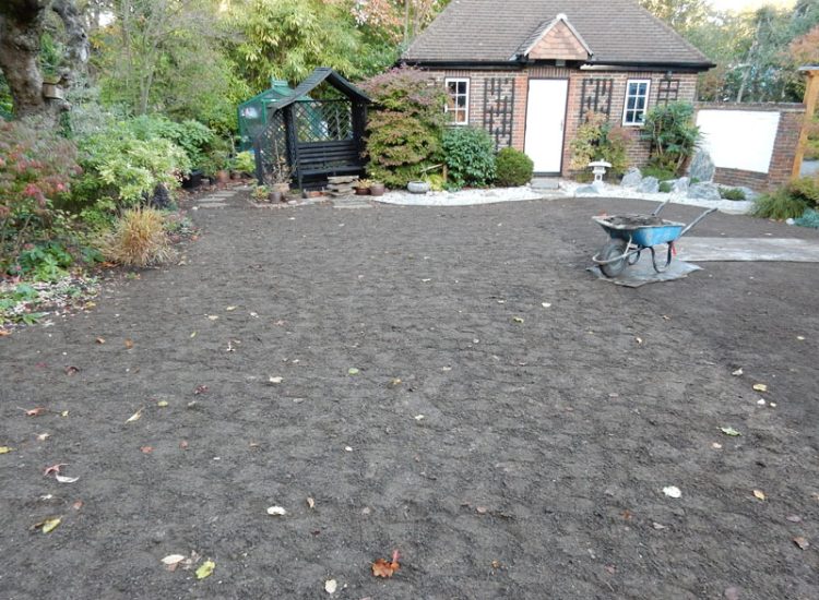 Turfing in Fleet, Hampshire, GU51 - A replacement lawn with new imported soil medium.